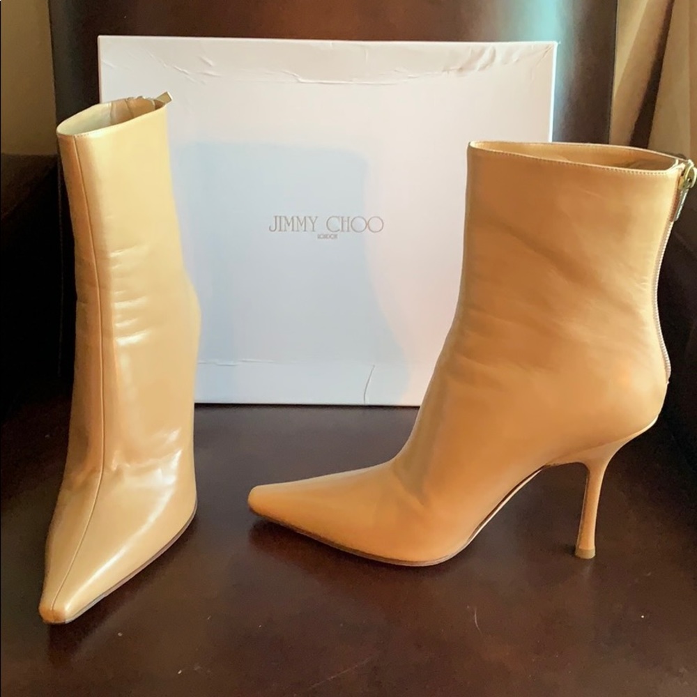 Jimmy Choo camel kid leather bootie. New. 39.5/9.5